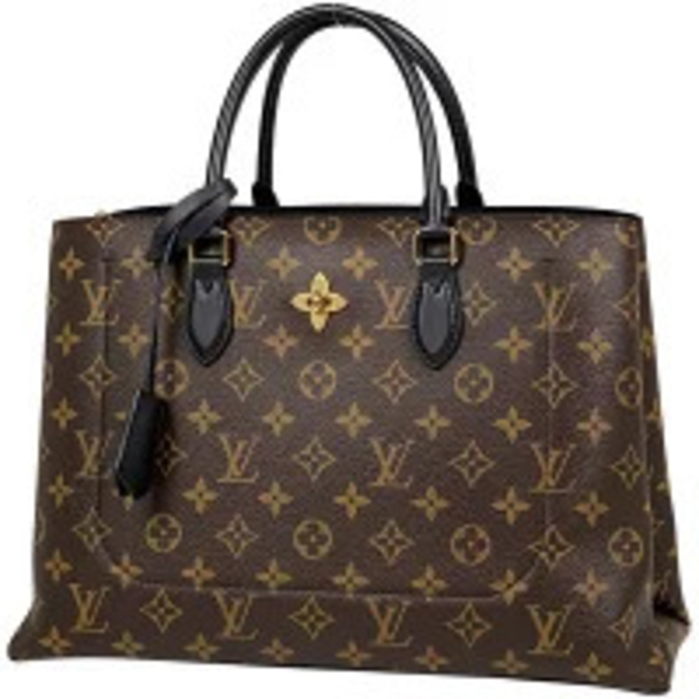 Louis Vuitton Flower Tote Shoulder Bag Handbag Monogram Brown Black
